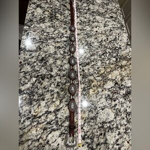 Justin Boots Brown Belt with Silver Accents